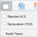 Slayt Boyutu menüsünü gösterir