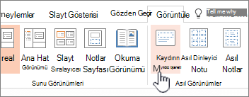 PowerPoint'teki şeritte yer alan asıl slayt düğmesini gösterir