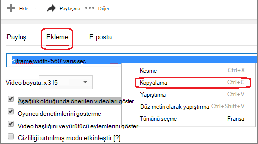 iFrame ekleme kodunu kopyalama