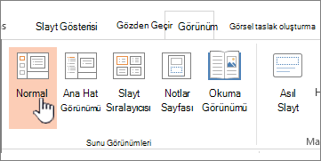Normal'in vurgulandığı Görünüm şeridi