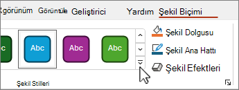 Şekil stilleri daha fazla düğmesi
