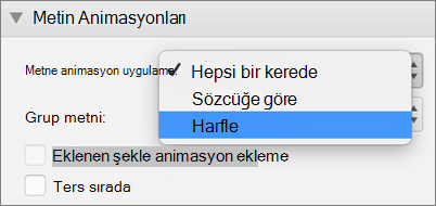 Harfe Göre seçeneğini belirtin