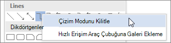 Çizim Modunu Kilitle’yi seçme