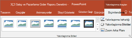 PowerPoint’teki Biçim sekmesinden seçebileceğiniz farklı Önizleme Stilleri’ni gösterir.
