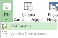 ÇÇY'nin Kod Tanımla seçeneği düğmesinin resmi.