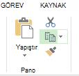 Görev sekmesinde kopyala düğmesi