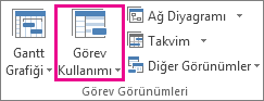 Görünüm menüsünde Görev Kullanımı düğmesi