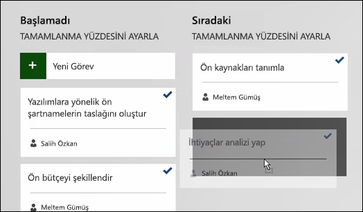 Geçerli Sprint'ler Panosunda bir görevi taşıyın.