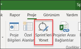 Sprint'leri Yönet düğmesi