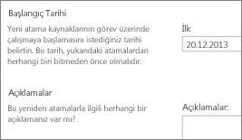 Başlangıç Tarihi ve Açıklamalar