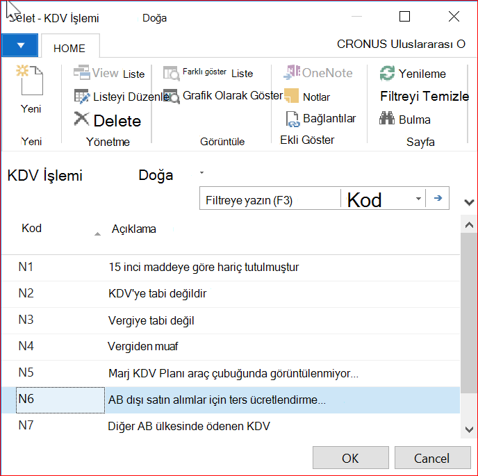 KDV İşleminin Doğası penceresinin ekran görüntüsü