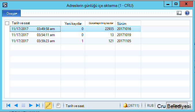 FIAS'tan ithalat - istatistik günlüğü