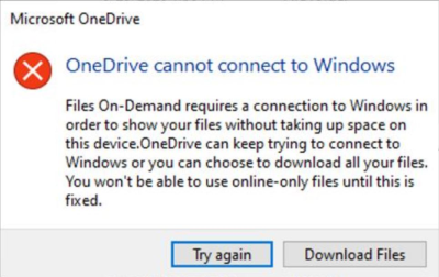 OneDrive sorunu ekran görüntüsü