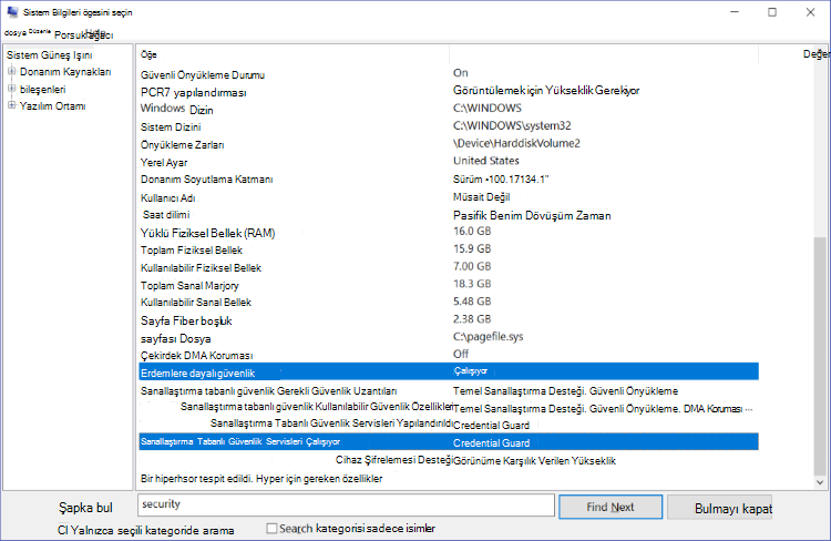 System Info window