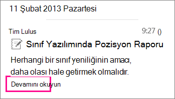 Daraltılmış anlatı anlık iletisinin ekran görüntüsü; Daha fazla oku komutu vurgulu