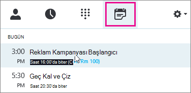 Toplantı içeren toplantı sekmesi