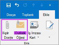 Dosya sekmesinde Dosya Ekle veya Öğeyi E-posta ile Gönder’e tıklayın