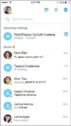 iOS için Skype Kurumsal giriş ekranı
