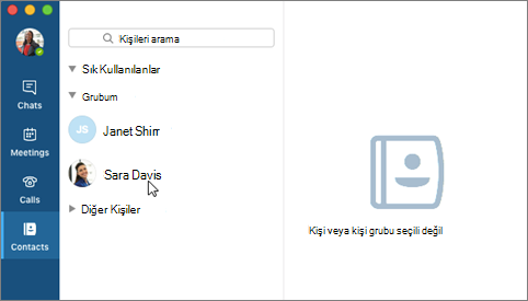 Kişiler listesinde kişiye tıklayın