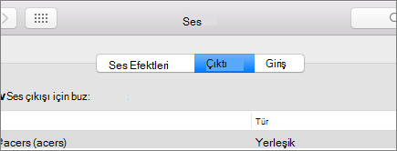 Çıkış bölmesi seçiliyken macOS için Ses tercihlerinin ekran görüntüsü.