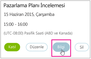 Meeting details with Info button highlighted