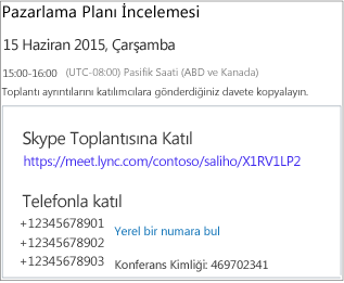 Sample screen showing meeting details