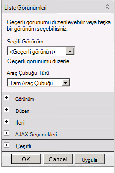 Web Bölümü menüsü