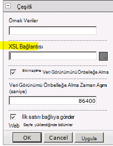 Web Bölüm menüsünde XSL Bağlantısı özelliği
