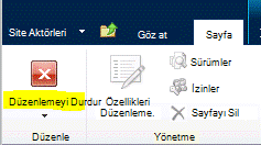 Sayfa sekmesinde Düzenlemeyi Durdur düğmesi
