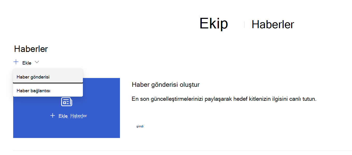 Haberler web bölümünden sayfa ekleme