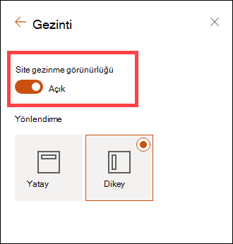 Ayarlar aracılığıyla site gezintisi görünürlük seçeneklerine erişme.