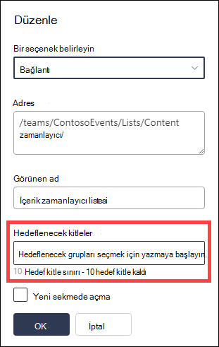 Hedef kitleye hedef kitle alanı vurgulanır.