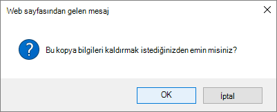 Bağlantı kaldır onayı iletişim kutusu