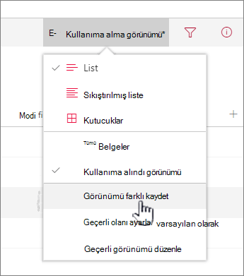 Güncelleştirilmiş veya yeni görünümü kaydetmek için Farklı kaydet'e tıklayın