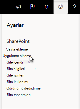 Uygulama ekle'nin vurgulandığı ayarlar menüsü