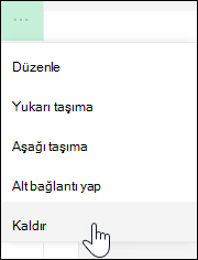 Soldaki menüden bağlantı kaldırma