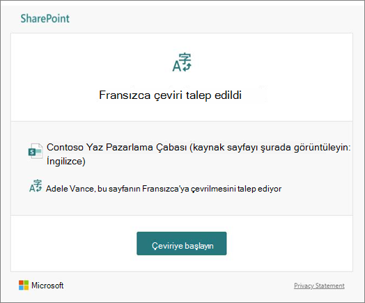 Çeviri isteği e-postası