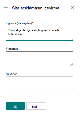Site açıklamasını çevirme