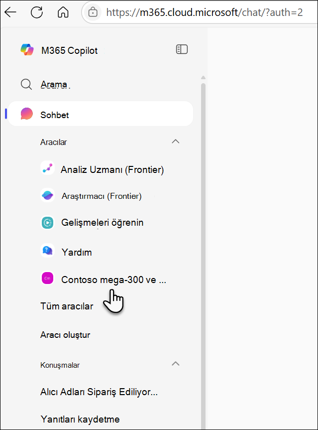 Kullanılan aracı sol kenarda görünür