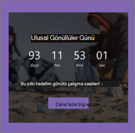 Geri sayım web bölümünün ekran görüntüsü