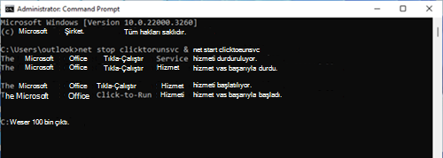 Komut istemi örneği