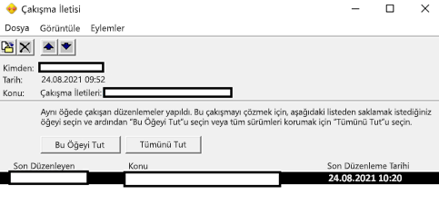 Aynı öğelerde çakışan düzenlemeler yapıldı.