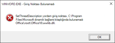 Word belgeleri açılırken hata oluştu