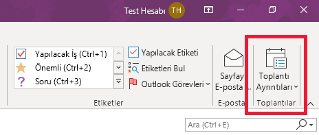 Şeritte OneNote Toplantı Ayrıntıları