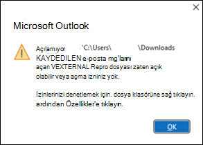 Outlook MSG dosyası hatası
