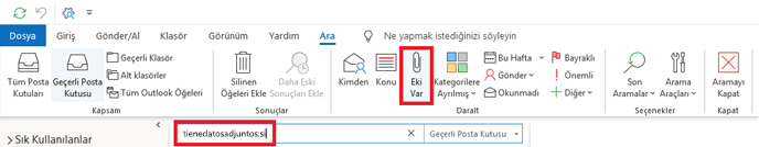 Arama ölçütleri Konudan, Eki Var