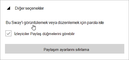 Diğer seçenekler menüsünün ekran görüntüsü