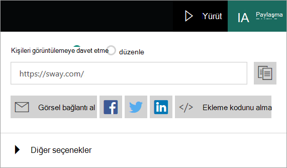 Microsoft hesabınızdan Sway menüsü
