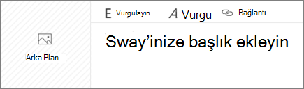 Sway Tuvalinize Başlık Yazın giriş kutusunun ekran görüntüsü.