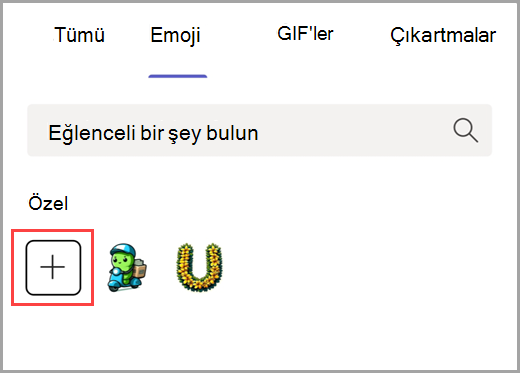 Özel emoji eklemek için artı işaretini seçin.